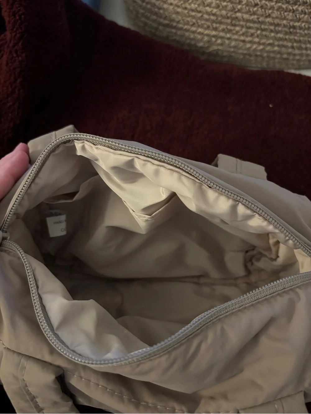 BagSmart Taupe Quilted Mini Duffle Bag